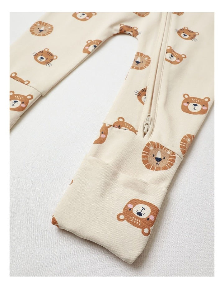 Essential Cute Animal Face Coveralls in Bone