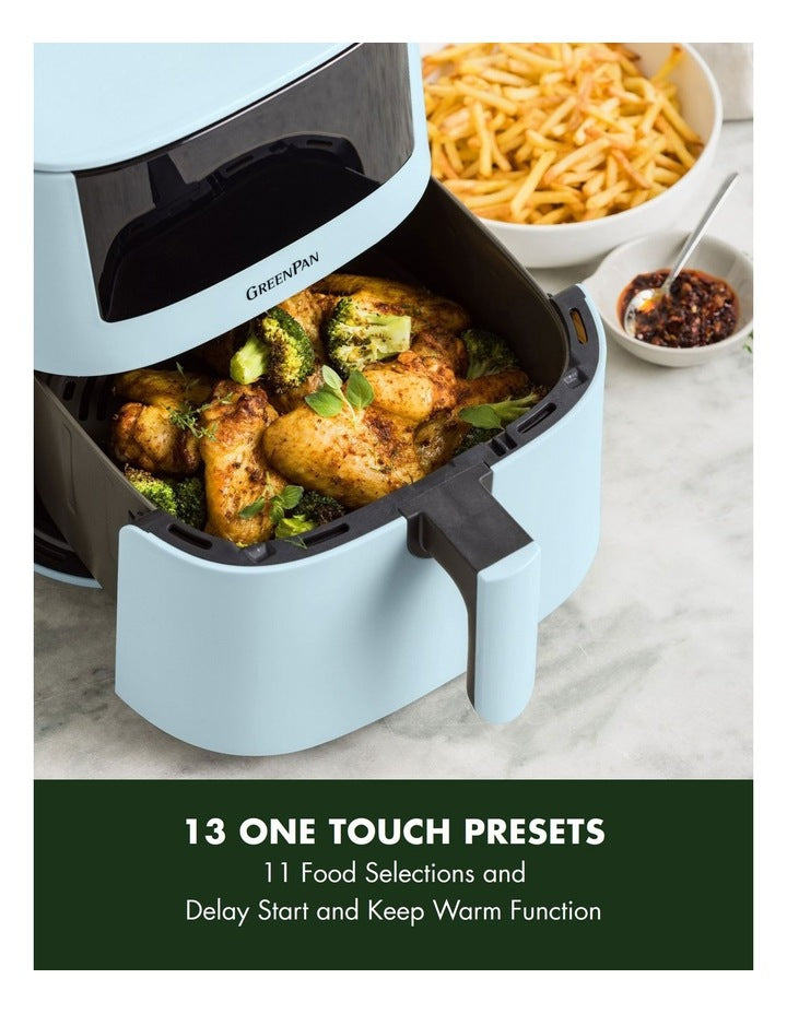Bistro Airfryer 1 basket 7.2L in Light Blue PFAS-free ceramic non-stick