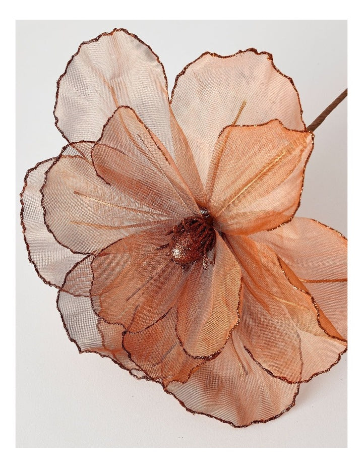 Harvest Christmas Camellia Organza Pick 50cm in Brown