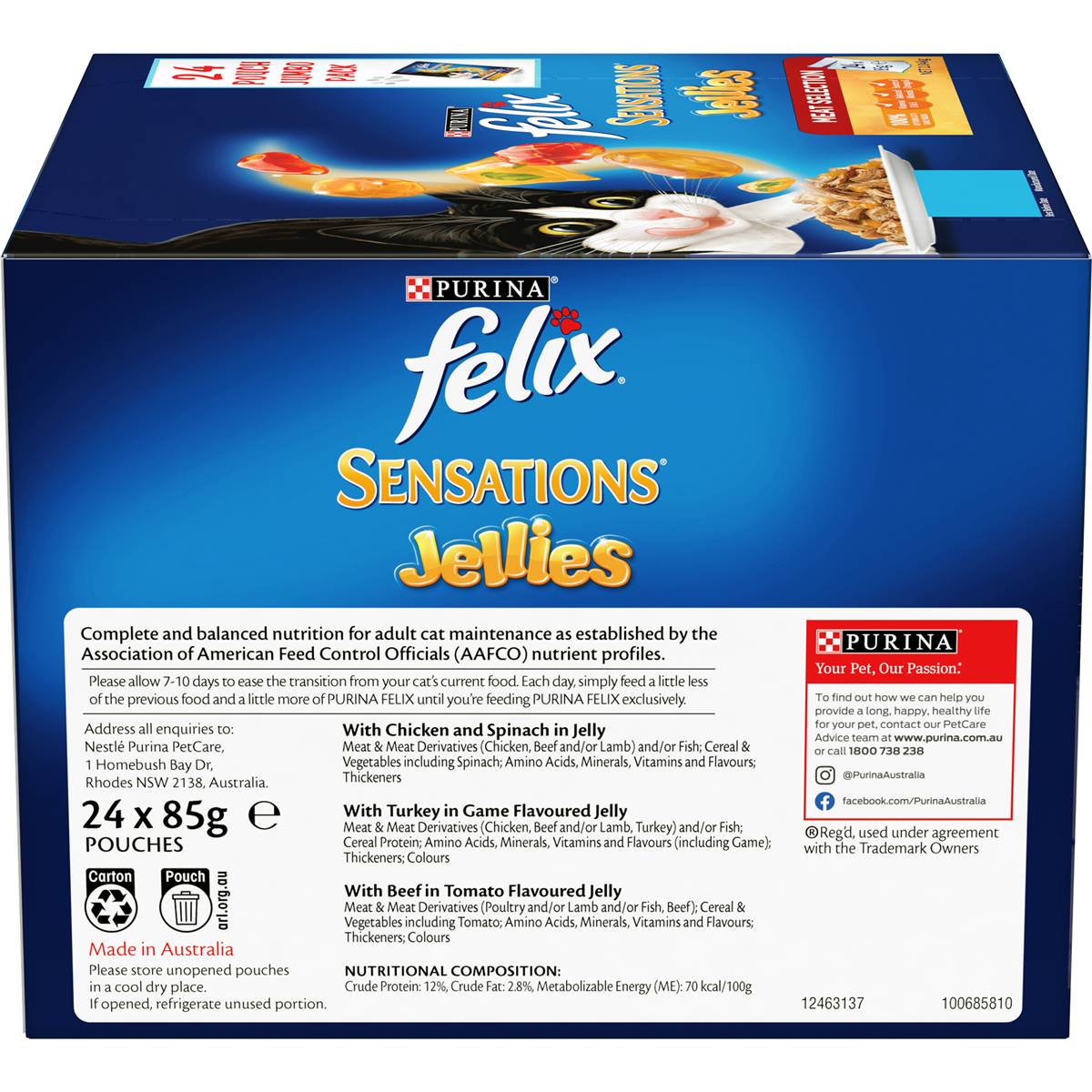 Felix Sensations Jellies Meat Selection Cat Food 24 Pack