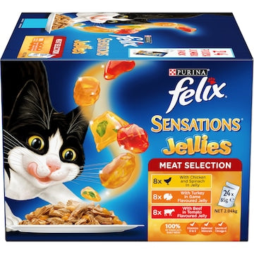 Felix Sensations Jellies Meat Selection Wet Cat Food 85g x 24 pack