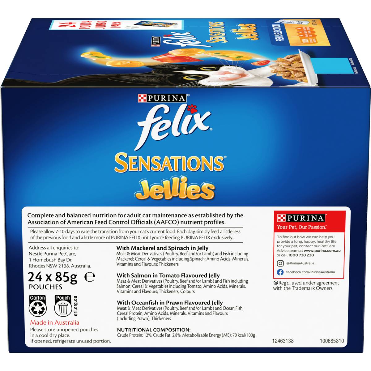 Felix Sensations Jellies Fish Selection Cat Food 24 Pack