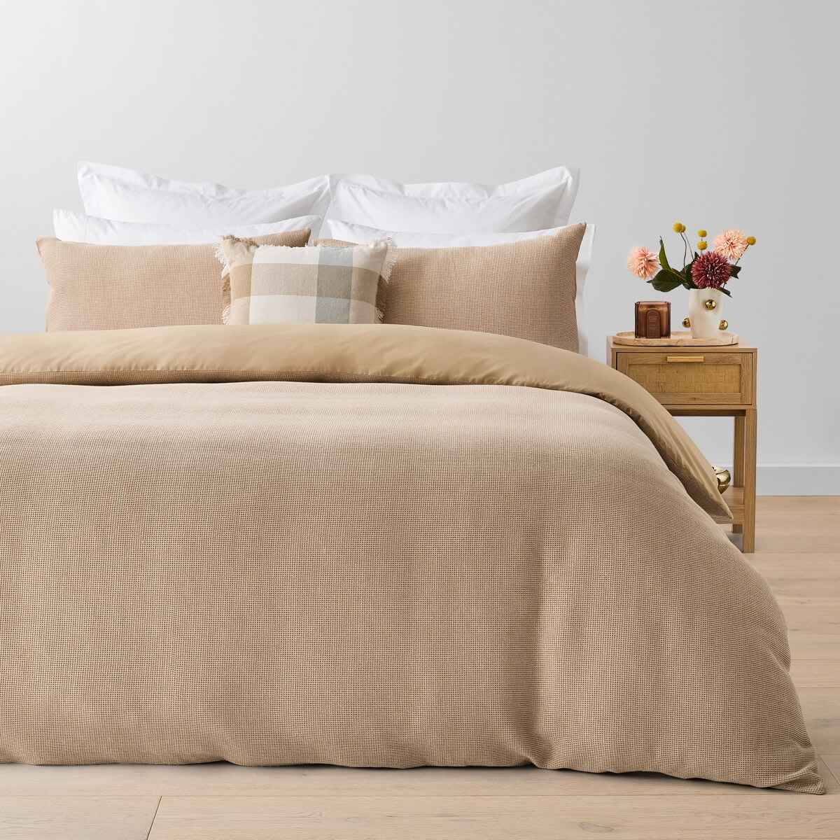 Waffle Micro Cotton Quilt Cover Set - Queen Bed, Lark
