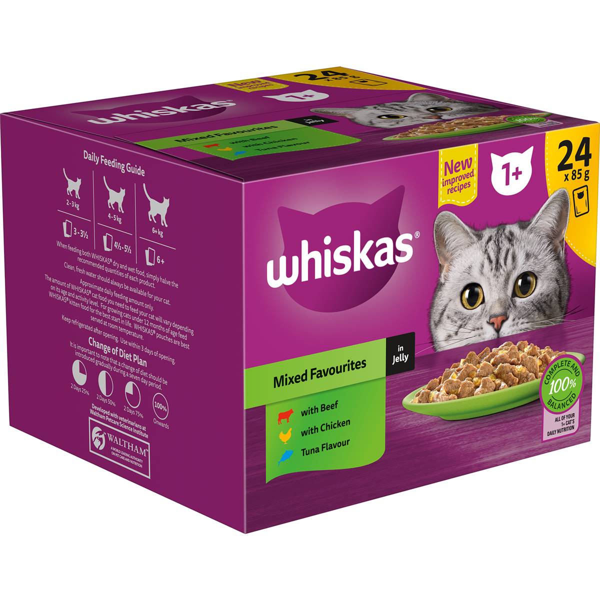 Whiskas Adult 1 + Years Wet Cat Food Mixed Favourites In Jelly 85g x 24 pack