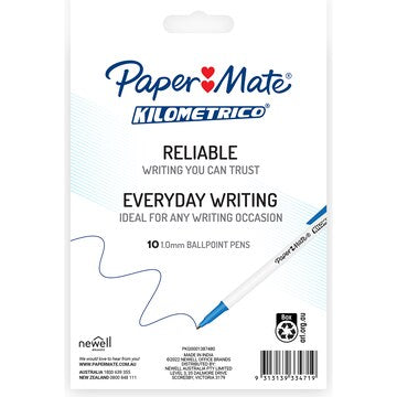 Paper Mate Kilometrico Ballpoint Pens Assorted Colours 10 pack