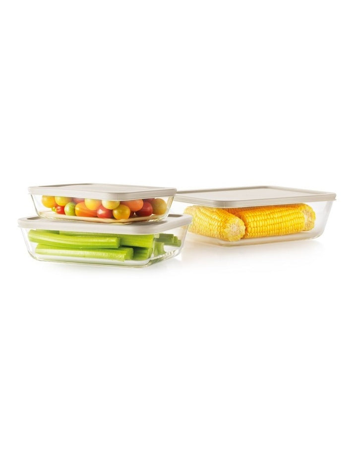 Rectangular Glass Food Storage Set of 3