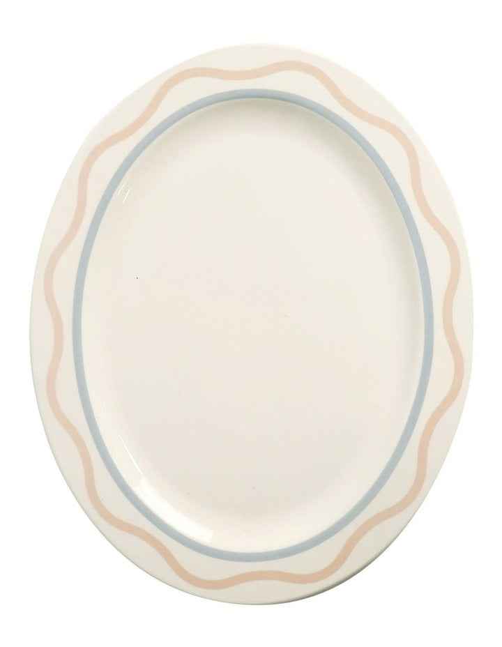 Summer Ribbon Oval Platter 35 x 28 x 2.5cmin  Vintage White With Pink