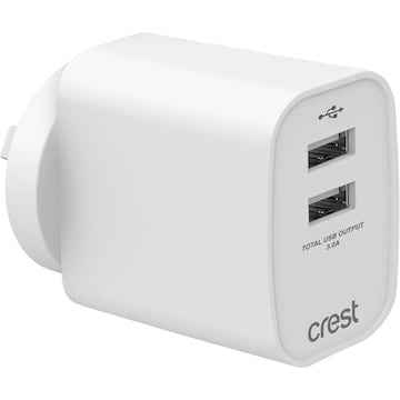 Crest Universal Wall Charger Dual USB-A each