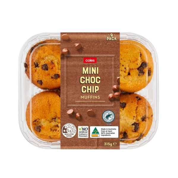 COLES CHOC CHIP MUFFINS 9PK 315G