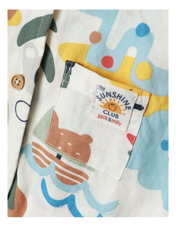 Mal Cotton And Linen Vacay Romper In Multicoloured