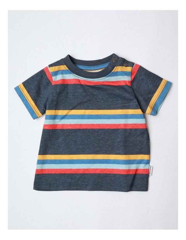 Fitzy Denim Overall And Stripe Tee Set in Multi