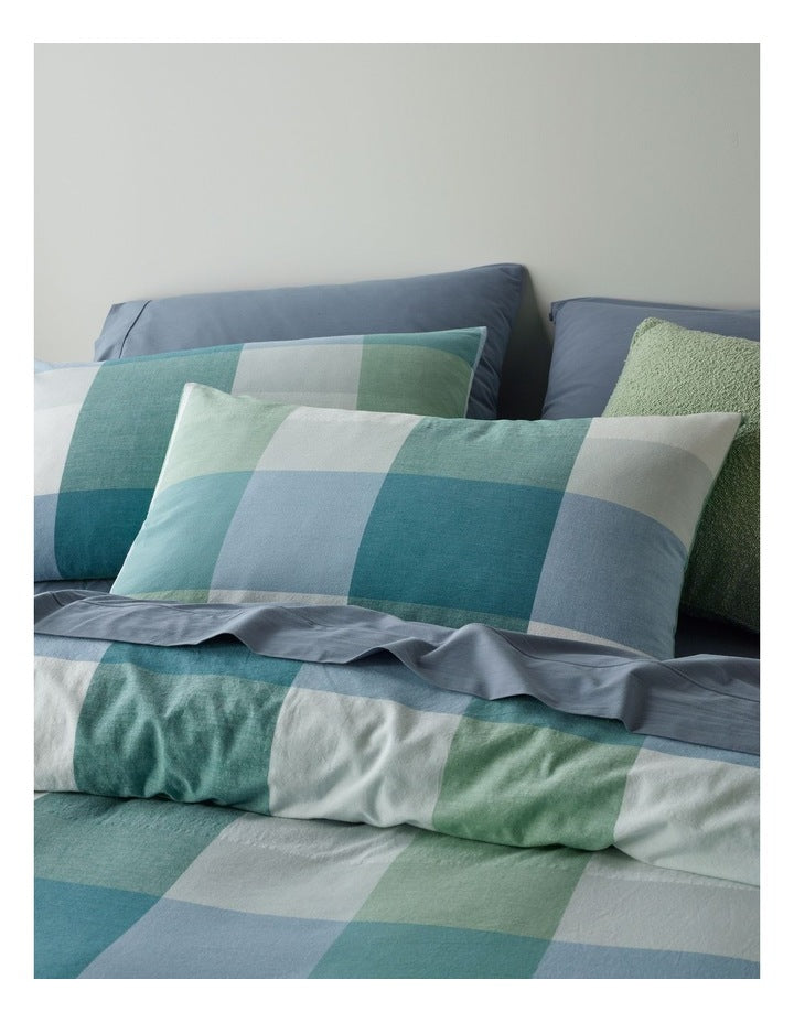 Riley Yarn Dye Cotton Quilt Cover Set in Dusky Green