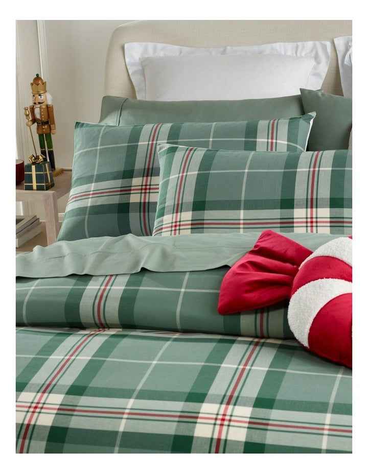 Tartan Yarn Dye Cotton Quilt Cover Set in Pine Green