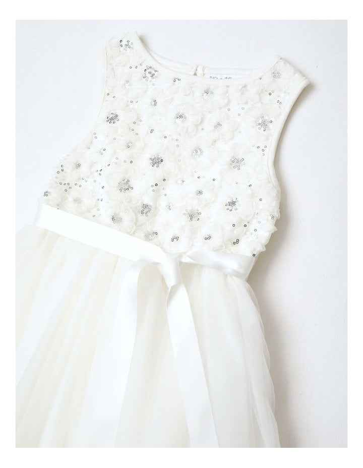 Angelina Sleeveless Tutu Dress with Daisy Rouleau Bodice and Tulle Skirt in White