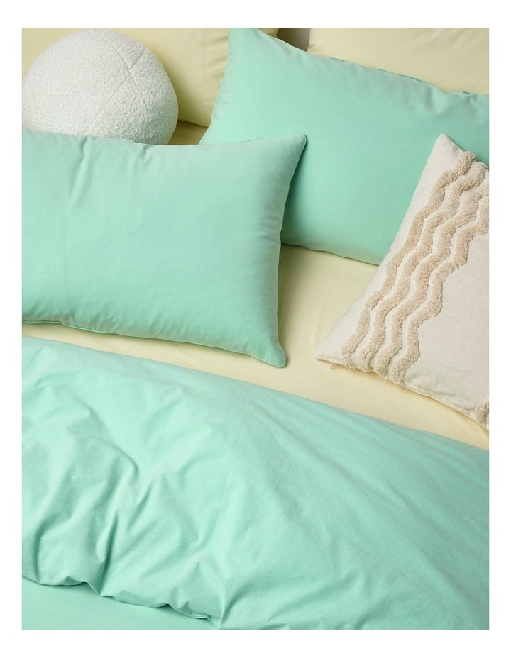 Stonewashed Cotton Quilt Cover Set in Mint