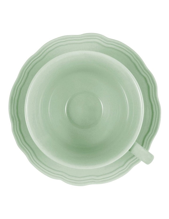 Florence Scallop Cup and Saucer 220ml in Light Green
