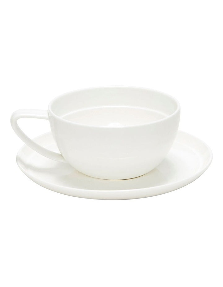 Edge Tea Cup And Saucer Set 280ml in White