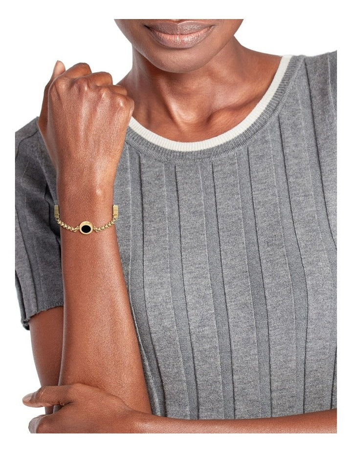 2780569 Steel And Crystals Pendant Necklace in Gold