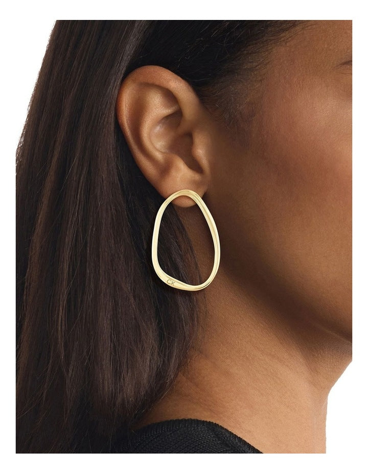 35000451 Steel Hoop Earrings in Gold