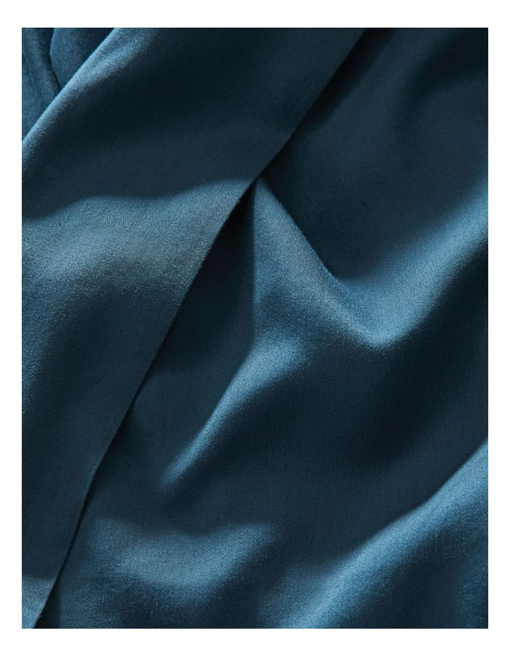 Palm Cove Washed Bamboo Cotton Sheet Set in Deep Sea