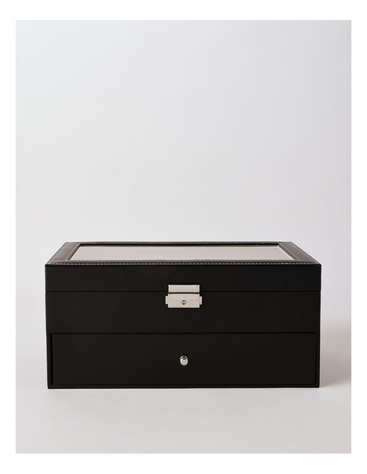 Clear Top Drawer Jewellery Box in Black