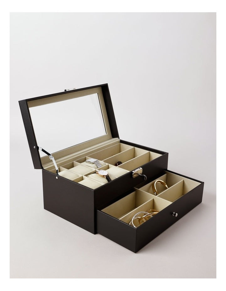Clear Top Drawer Jewellery Box in Black