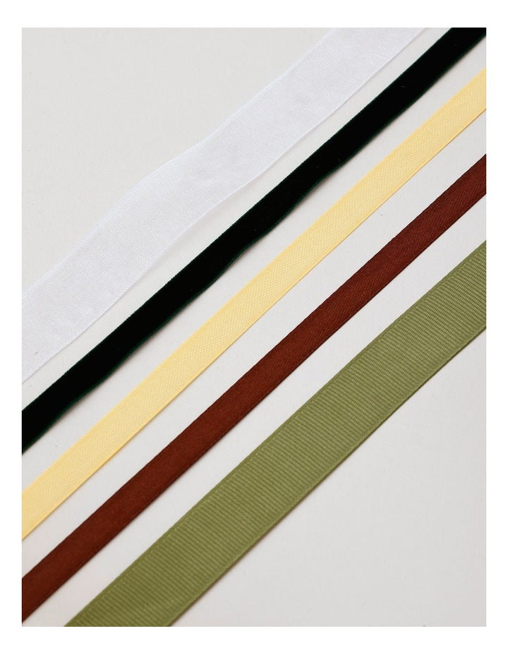 Harvest Christmas Mixed Ribbon 5 Pack in Multicolour