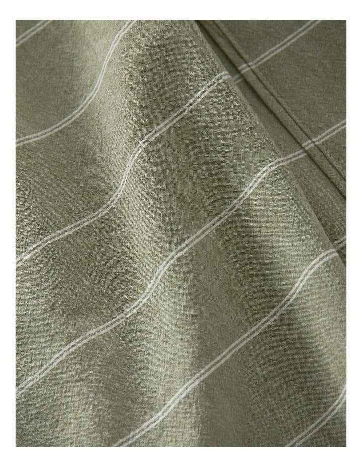 Stonewashed Cotton Sheet Set in Olive Stripe