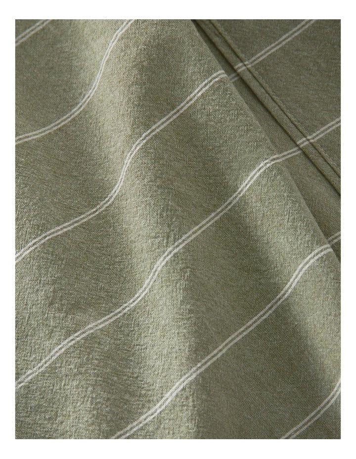 Stonewashed Cotton Sheet Set in Olive Stripe
