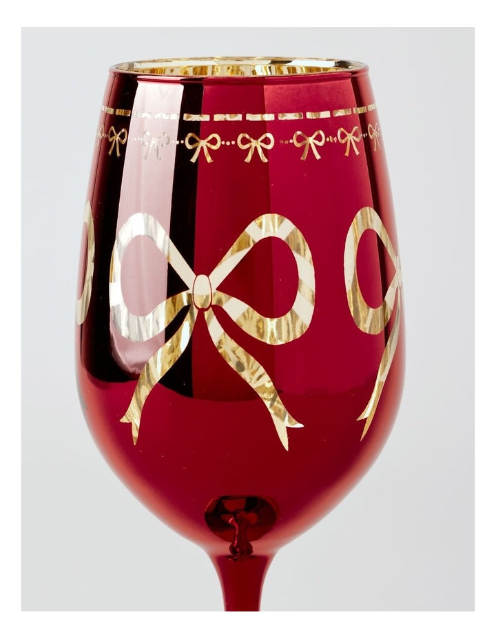 Bow Wine Glass Set of 4 in Red
