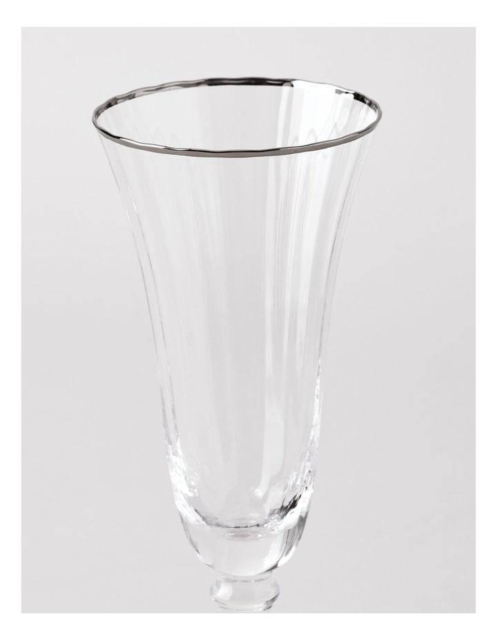 Gabrielle Champagne Glass Set of 4 in Silver