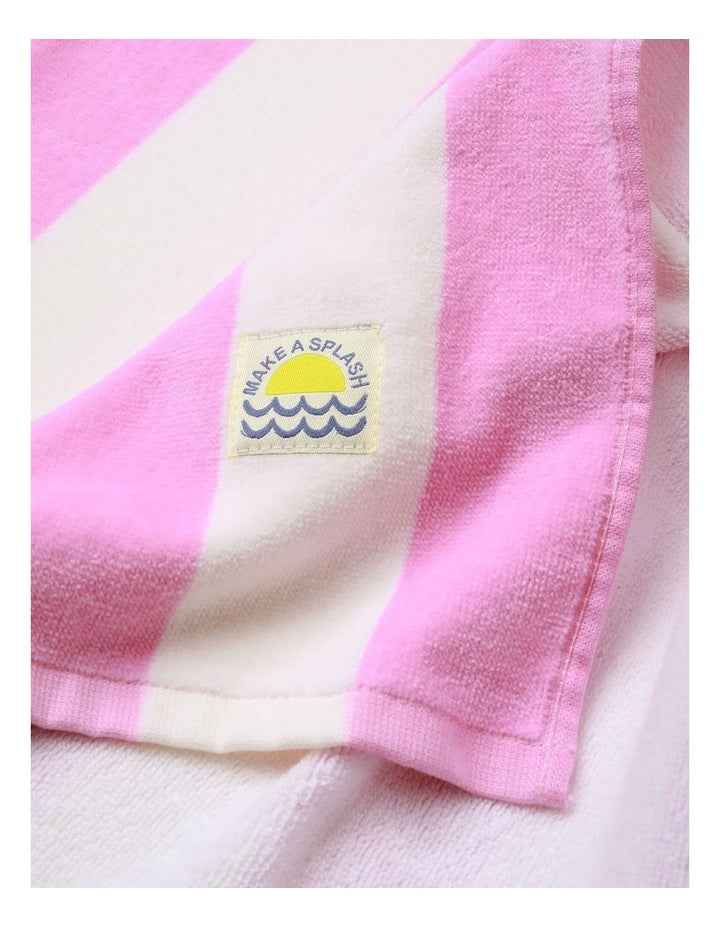 Girls Hooded Novelty Stripe Unicorn Towel in Pink