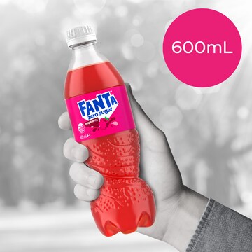 Fanta Raspberry Zero Sugar Soft Drink Bottles 600mL