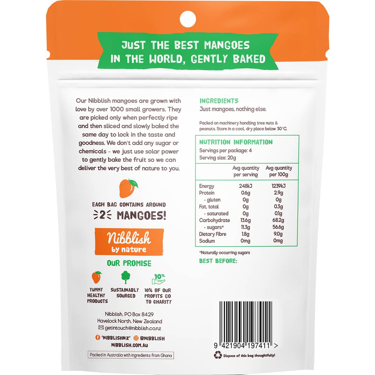 Nibblish Gently Baked Mango 80g