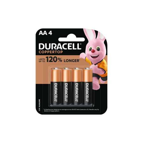 DURACELL COPPERTOP AA ALKALINE BATTERIES 4 PACK