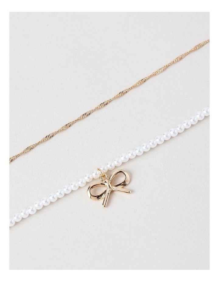 Pearl Bow Layered Necklace in Ivory