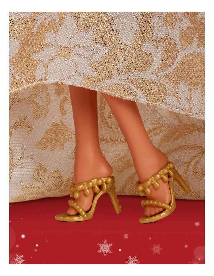 2025 Holiday Barbie Dark Brown Hair with Silver & Gold Gown Doll