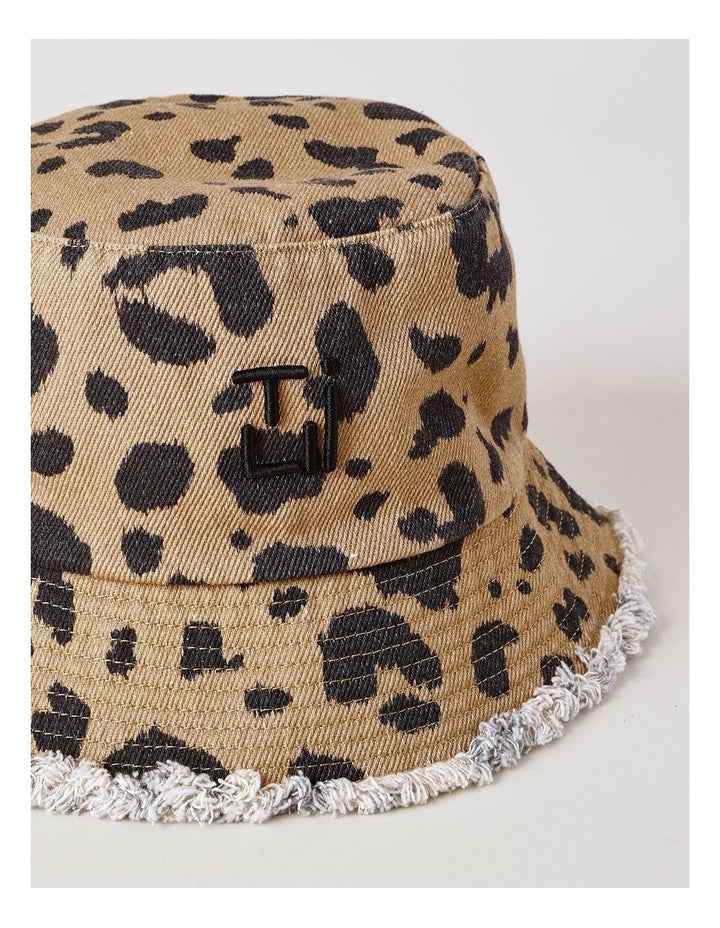 Washed Leopard Print Bucket Hat in Leopard