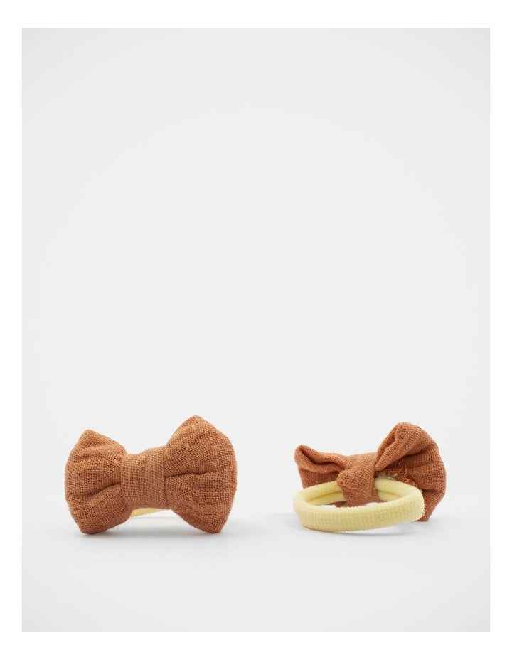 Bow Elastic Hairties 2 Pack in Neutral