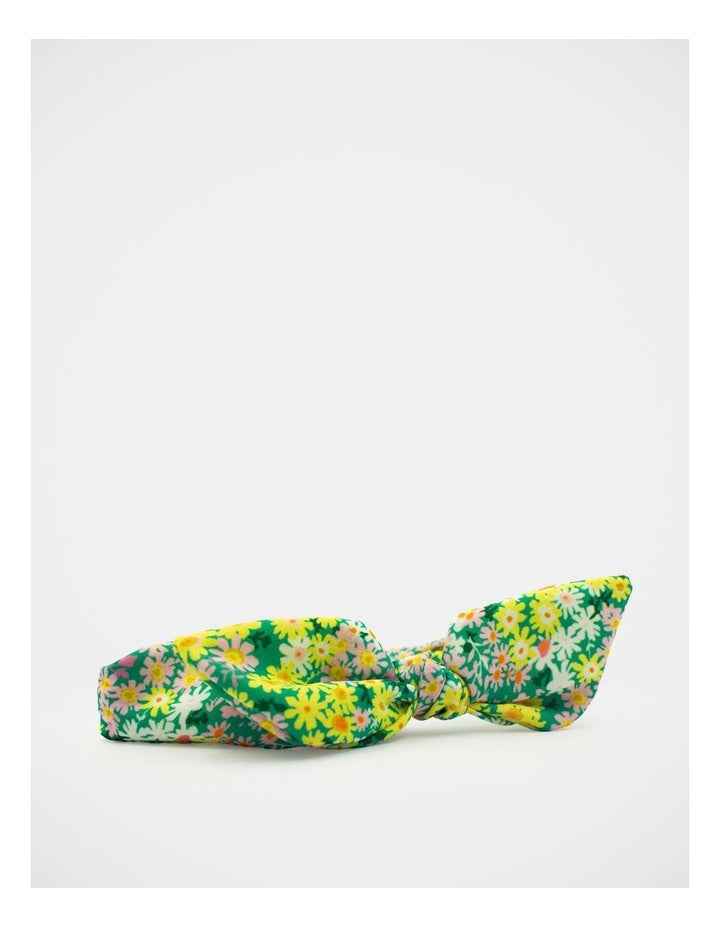 Floral Bow Hair Wrap in Green/Yellow