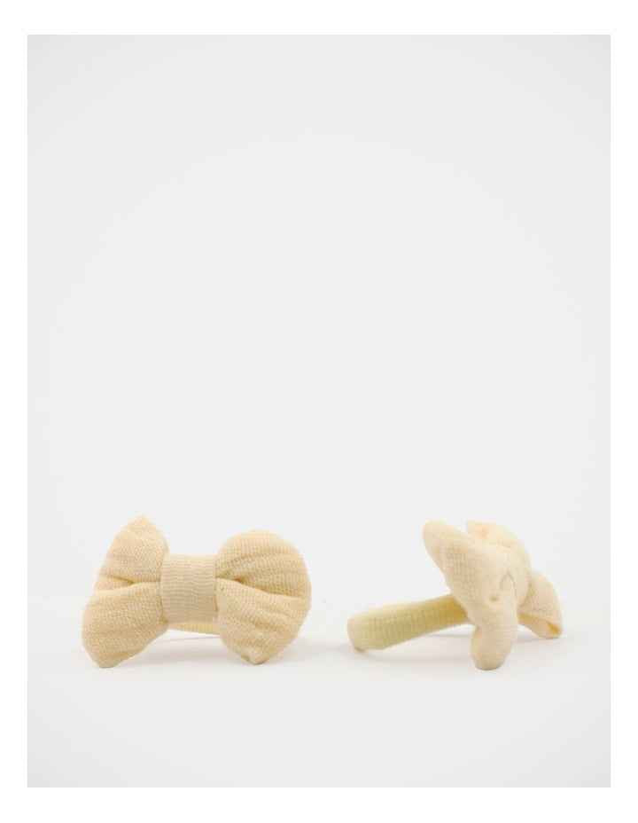 Bow Elastic Hairties 2 Pack in Cream
