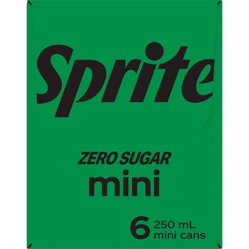 Sprite Zero Sugar Lemonade Soft Drink Mini Cans 250mL x 6 pack