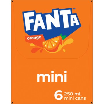 Fanta Orange Soft Drink Mini Cans 250mL x 6 pack