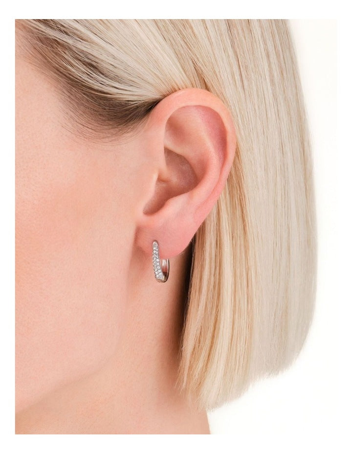 Crystal Huggies in Silver-Tone