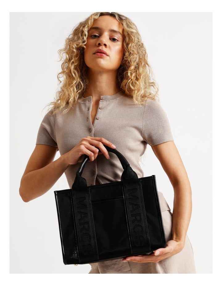 Barbados Tote Bag in Black Mesh