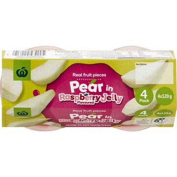 Woolworths Pear In Raspberry Flavoured Jelly 120g x 4 pack