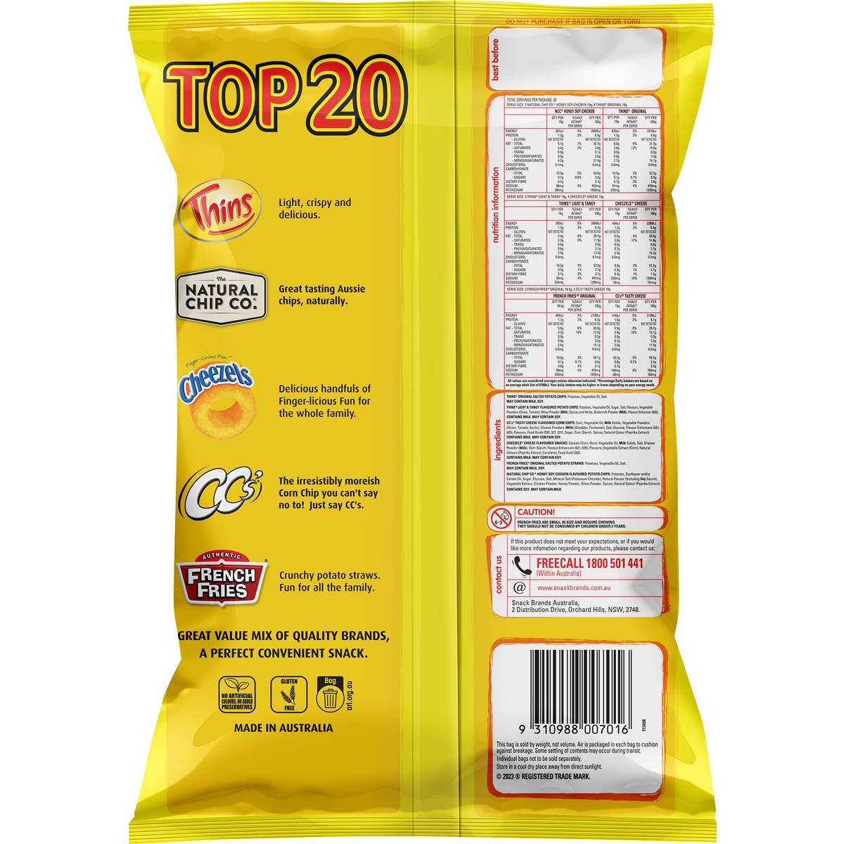 Thins Top 20 Variety Chips Multipack Lunch Box Snacks 20 pack