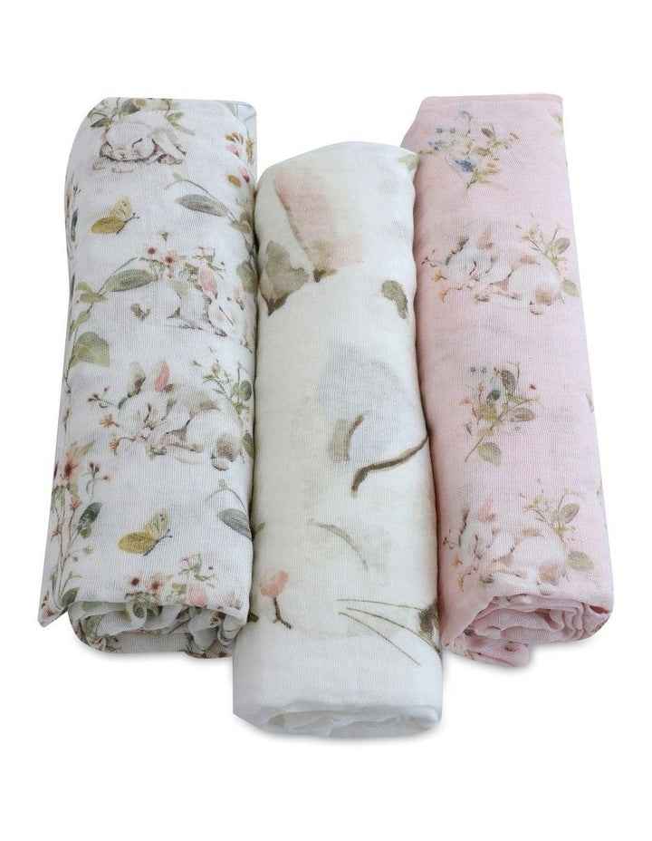 Sleeping Bunny Muslin Wraps 3 Pack in Multi
