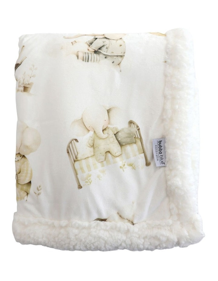 Elephant Bedtime Cuddle Blanket in White