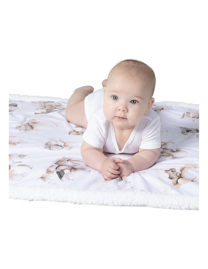 Elephant Bedtime Cuddle Blanket in White